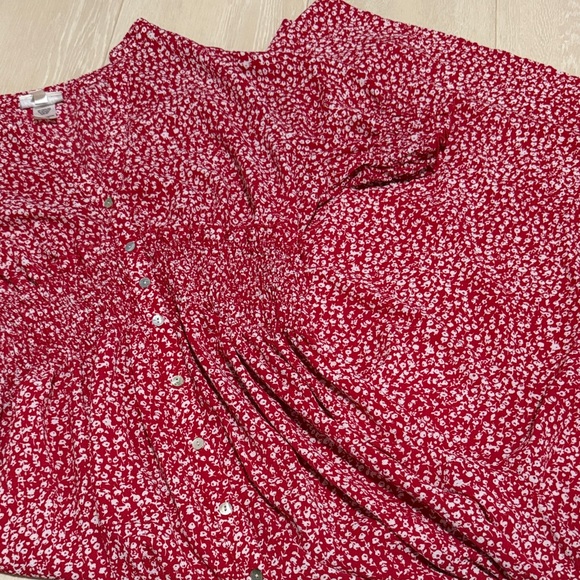 Kate And Lily Red White Floral Short Sleeve Midi Dress - Picture 2 of 9